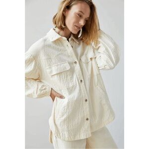 Anthropologie oversized Ivory shirt jacket